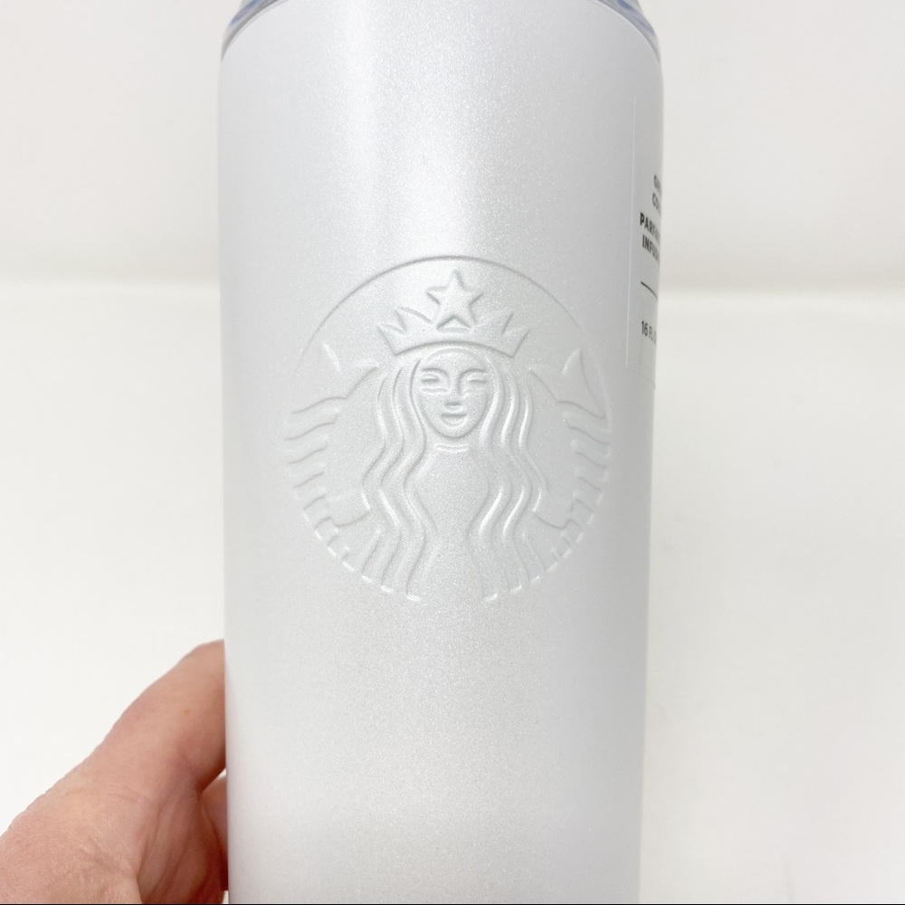 STARBUCKS Pearl White Shimmer Stainless Steel Cold Brew Tumbler - Picture 8 of 11